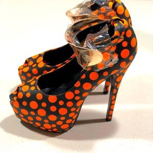 Orange Polkadot heels